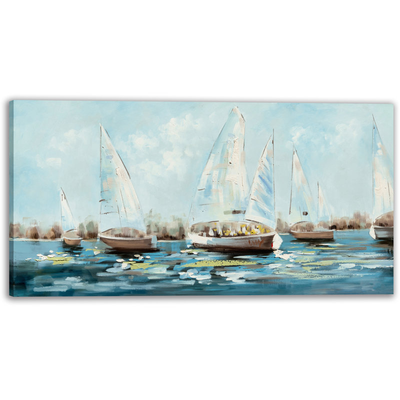 «Lakeside Regatta», art mural sur toile tendue, H 24 po x l 48 po