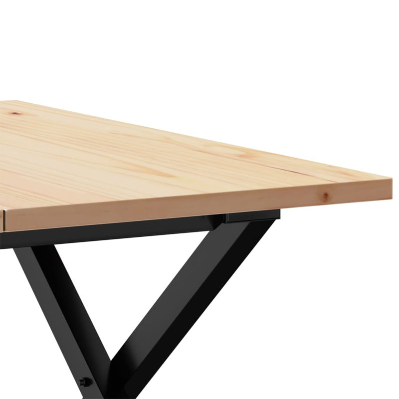 vidaXL Coffee Table X-Frame Solid Wood Pine and Steel, 40cm H x 60cm L x 60cm W