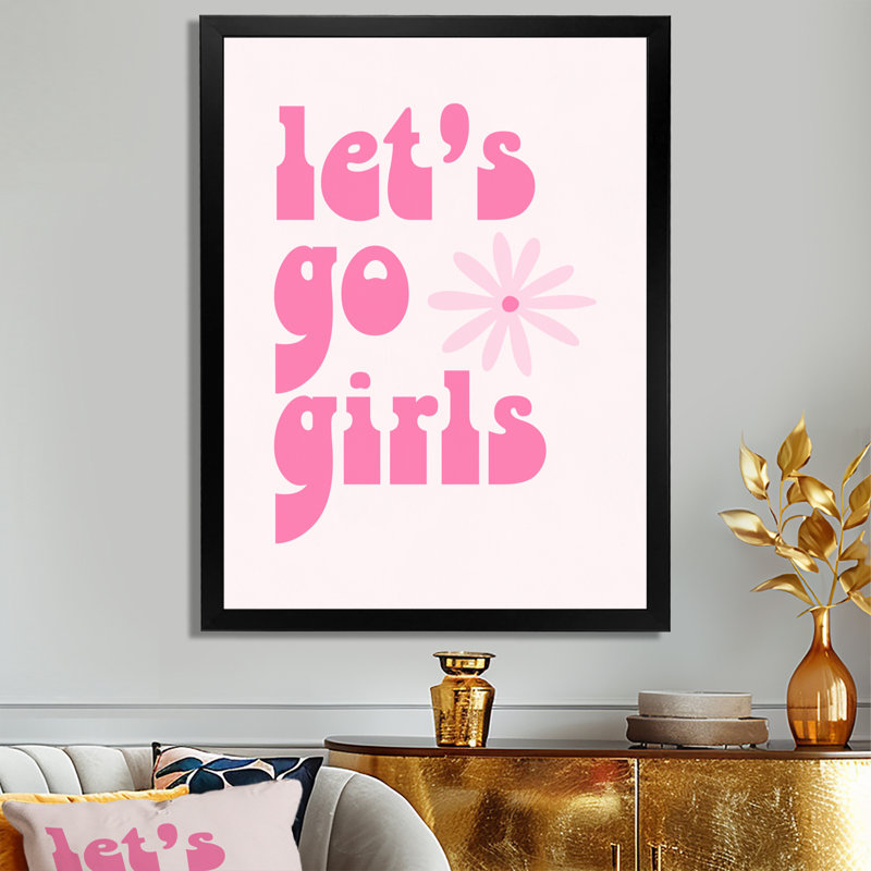Lets Go Girls - décoration murale de cow-filles, H 20 po x l 12 po x P 1 po, Toile encadrée noire simple