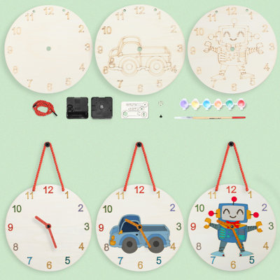 Kit de peinture d'horloge murale en bois pour enfants