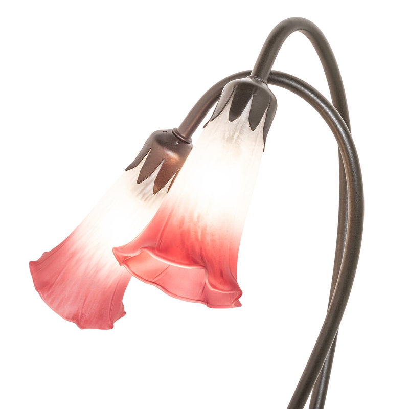 Meyda Tiffany & Stained Glass Table Lamp, Pink / White