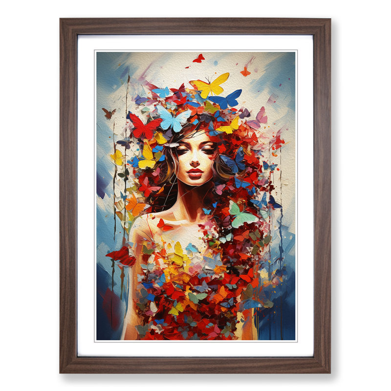 Butterfly Modern Art - Framed Print, Walnut Framed, 34cm H x 25cm W x 2cm D