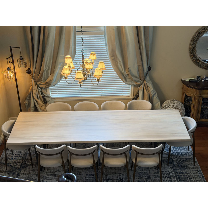 Table de salle à manger en bois massif 94 po Live Edge - Blanc, H 30 po x L 94 po x l 40 po, Blanc