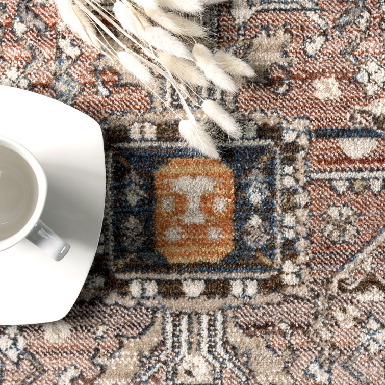 Rippeon Vintage Medallion Power Loom Performance Brown Rug