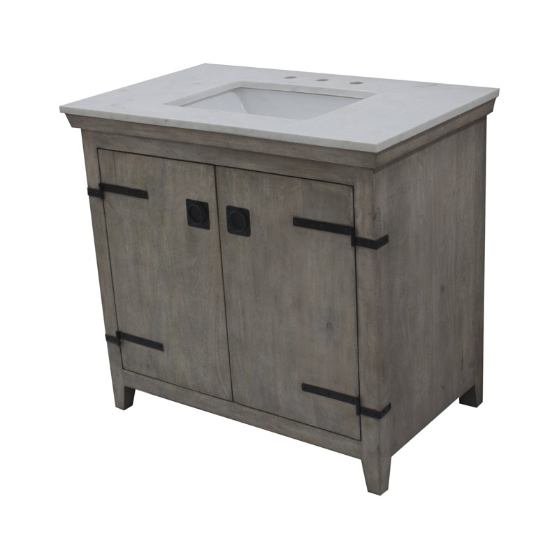 Ensemble de meuble-lavabo simple 36 po Ono, Gris clair, Pigment blanc
