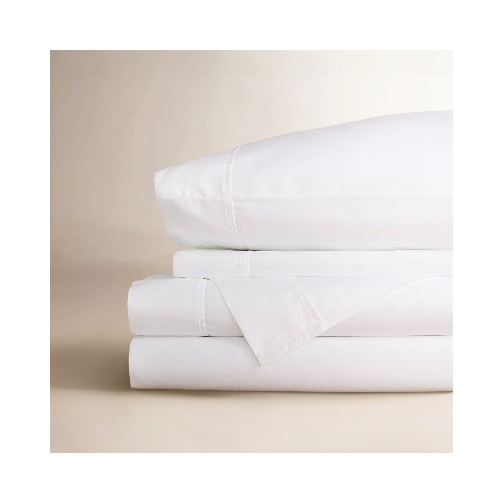 Danfield Cotton Sateen Sheet Set, Queen Sheet Set + 1 Fitted Sheet + 2 Pillowcases, White
