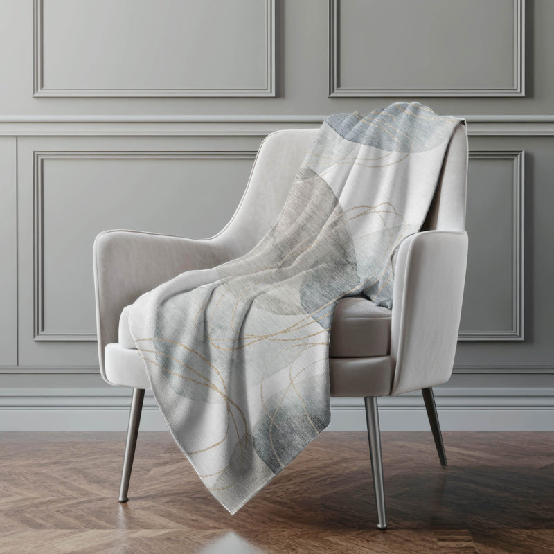 Addison Machine Washable Sherpa Circles Throw Blanket, Ivory