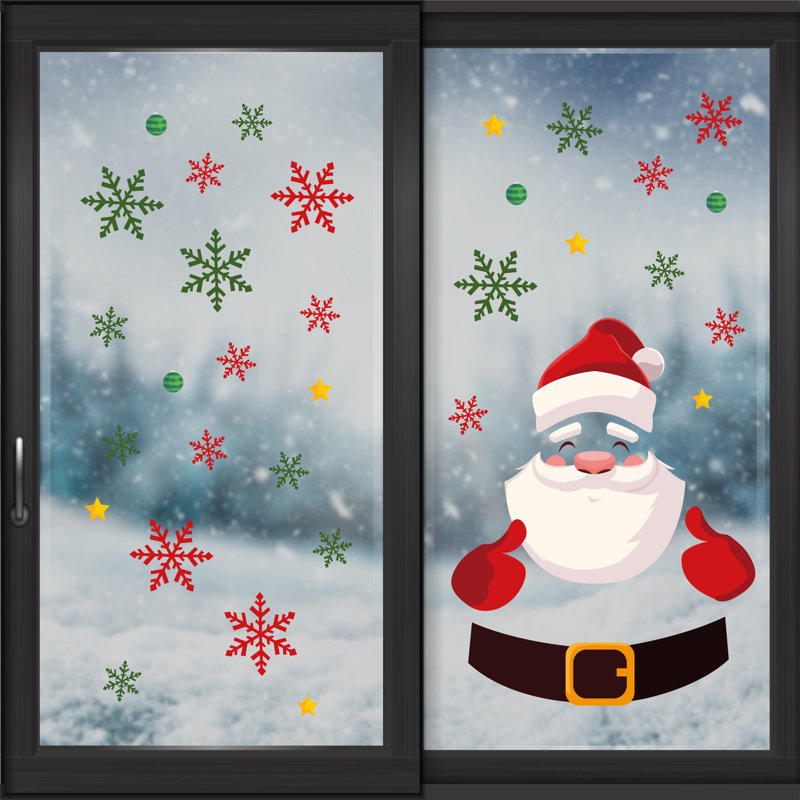 Cute Santa with Snowflakes Christmas Window Decal