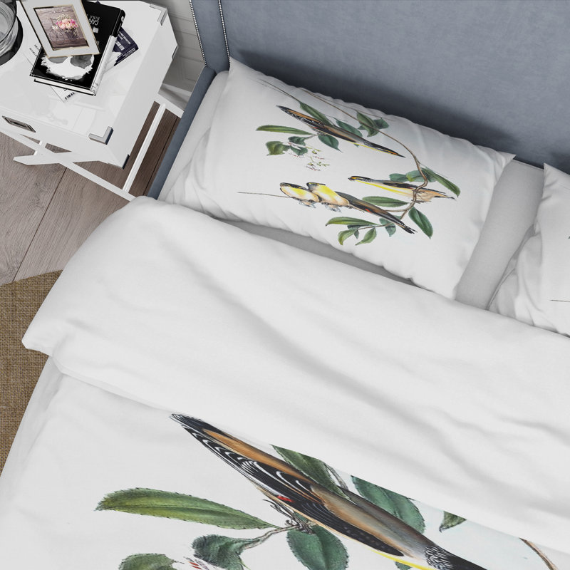 Ensemble de housse de couette traditionnel Vintage Bird III - microfibre de polyester