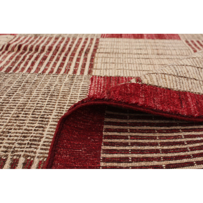 Tapis intérieur de laine brun/rouge 5 pi 8 po x 8 pi 3 po one-of-kind-noué la 2010 Allahna