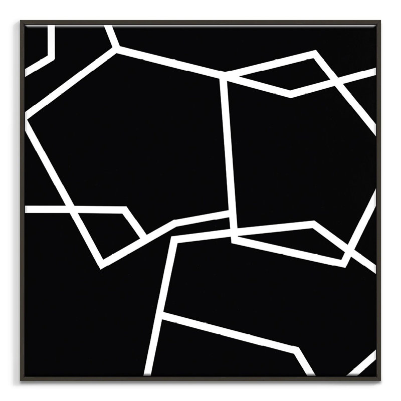 Geometric 2 by Chalie MacRae - Single Picture Frame Print on Canvas, 41cm H x 41cm W x 4cm D, Black
