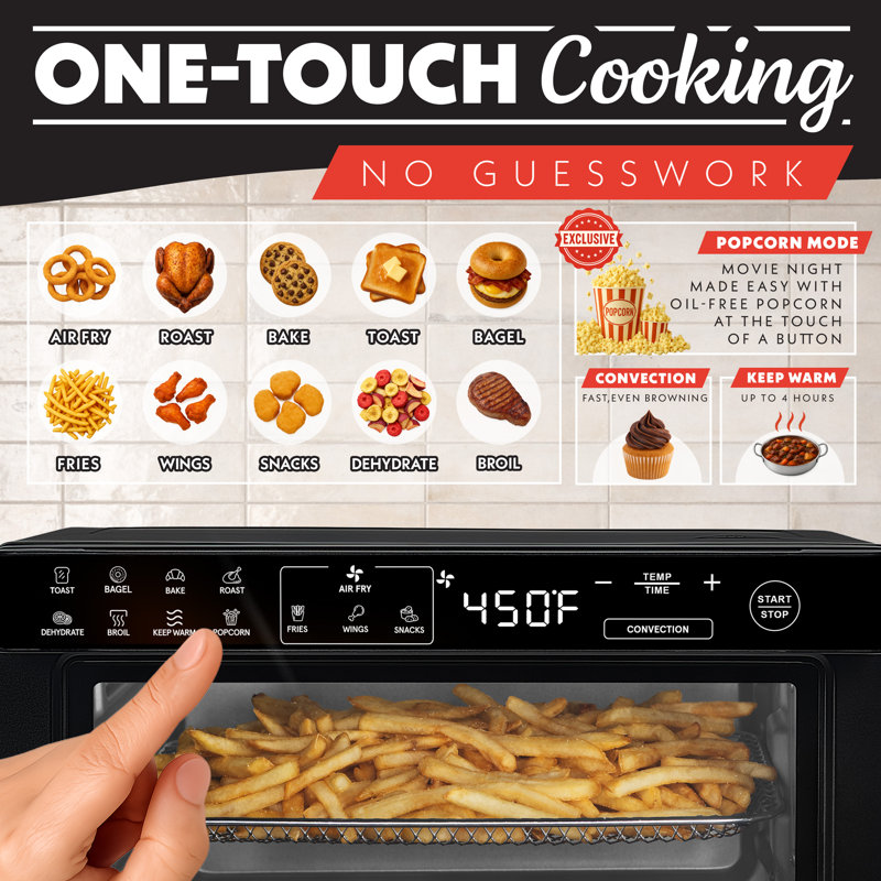Gourmia Digital Air Fryer Oven With Convection Mode, 12 Presets, Fits 9” Pizza, Black, Black