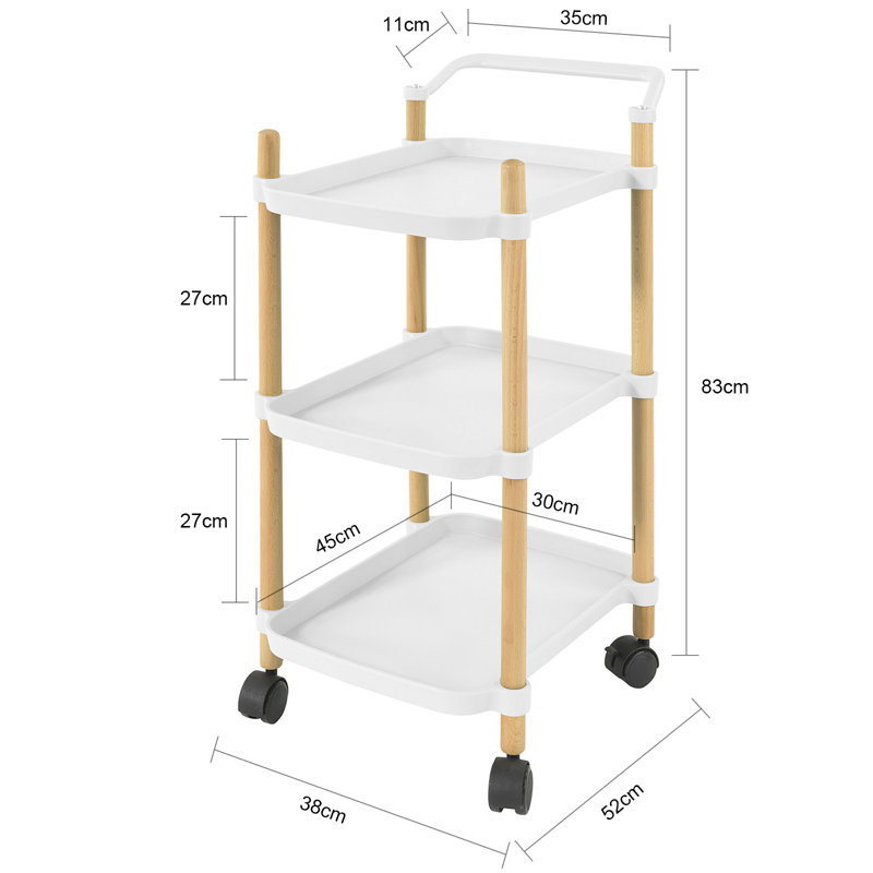 Brunilde Solid Wood Bar Cart, White