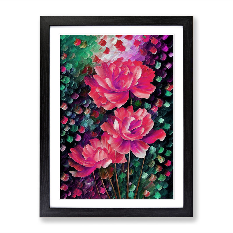 Selection Of Flowers No.1 - Single Picture Frame Painting, 34cm H x 25cm W x 2cm D, Black