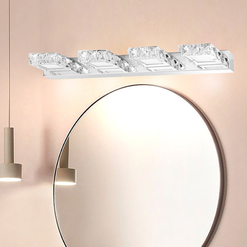 Stanwin 24.4" 4 - Light Bathroom Vanity Light Crystal Mirror Front Make-up Wall Light