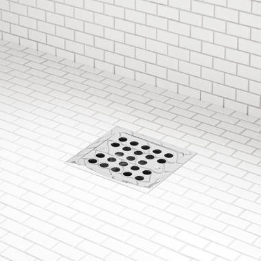 Signature Hardware 446688 Square Shower Drain Cover with Round Strainer - Brushed Nickel