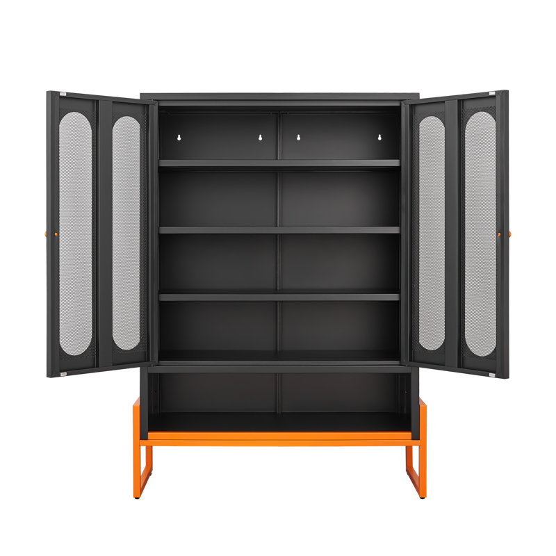 Armoire à chaussures à porte en maille à double face de 5,9 pieds de haut avec cloisons mobiles à double couche et conception creuse résistante à l'humidité et sismique, accessible par des machines de balayage