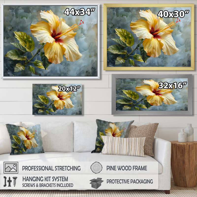 Décoration murale Vanesa - Hibiscus, Toile tendue, H 30 po x l 40 po x P 1,5 po