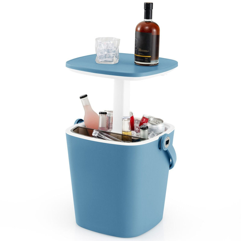 Baljinder Rectangular Extendable Outdoor Side Table , 35cm cm W 13.38cm cm D, Blue