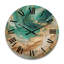 Golden Ocean Waves Turquoise Abstract IV - Peinture abstraite horloge murale en bois-1316369080