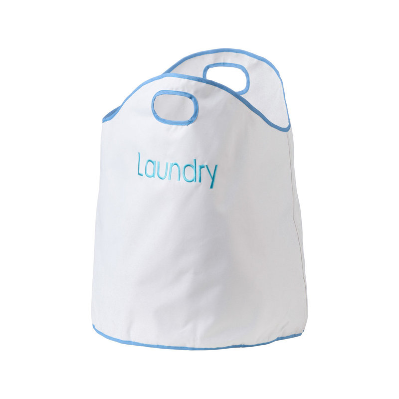 Oxford Fabric Laundry Bag with Handles, White/Blue