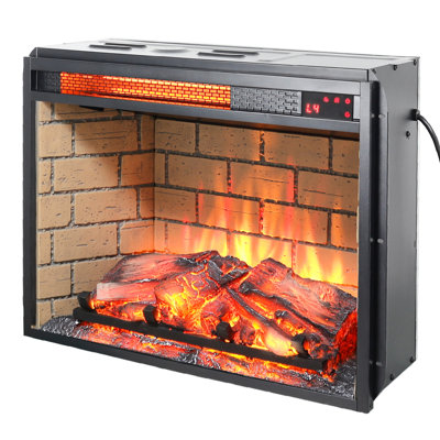 23 Inch Infrared Quartz Fireplace Insert - Woodlog Version With Brick Appeal. 1500W Heat Capacity. 5000 /Hr. Realistic Flame Display. 4 Adjustable Brightness Settings. /Ul . Double Protocols. Energy