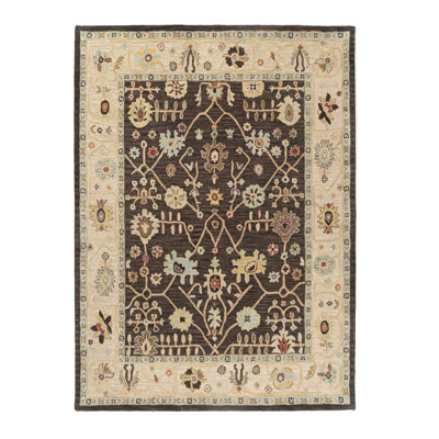 Tapis d'intérieur en laine touffeté à la main brun / beige Amara