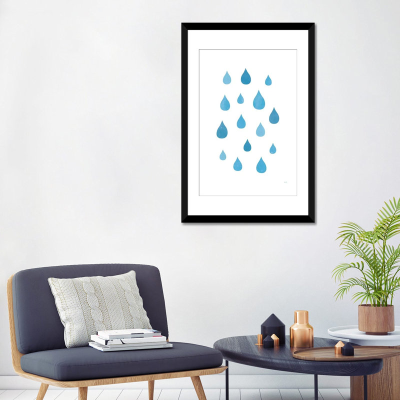 «Rain» par Tomas Design - impression sur toile tendue, Papier beaux-arts encadré noir, H 32 po x l 24 po x P 1 po