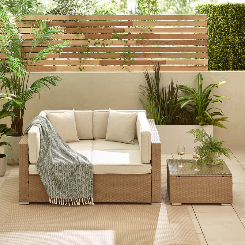 Miacomet Modular PE Rattan Garden Sofa Set and Table for Modern Gardens and Patios (Cover Included), 4