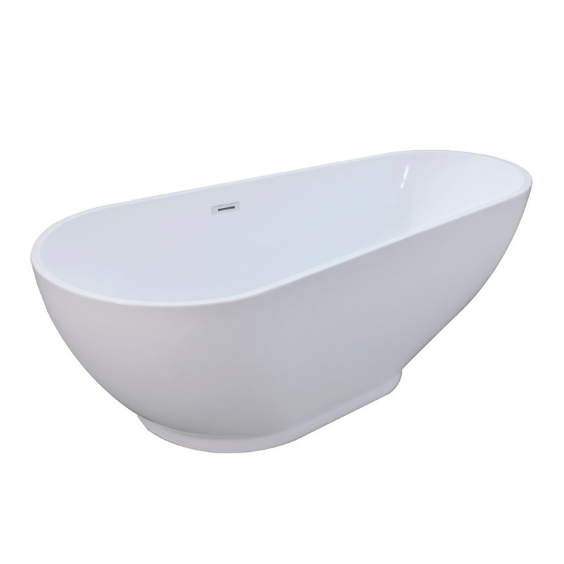 Kingston Brass Aqua Eden 69-Inch Acrylic Oval Double Ended Freestanding Tub with Drain