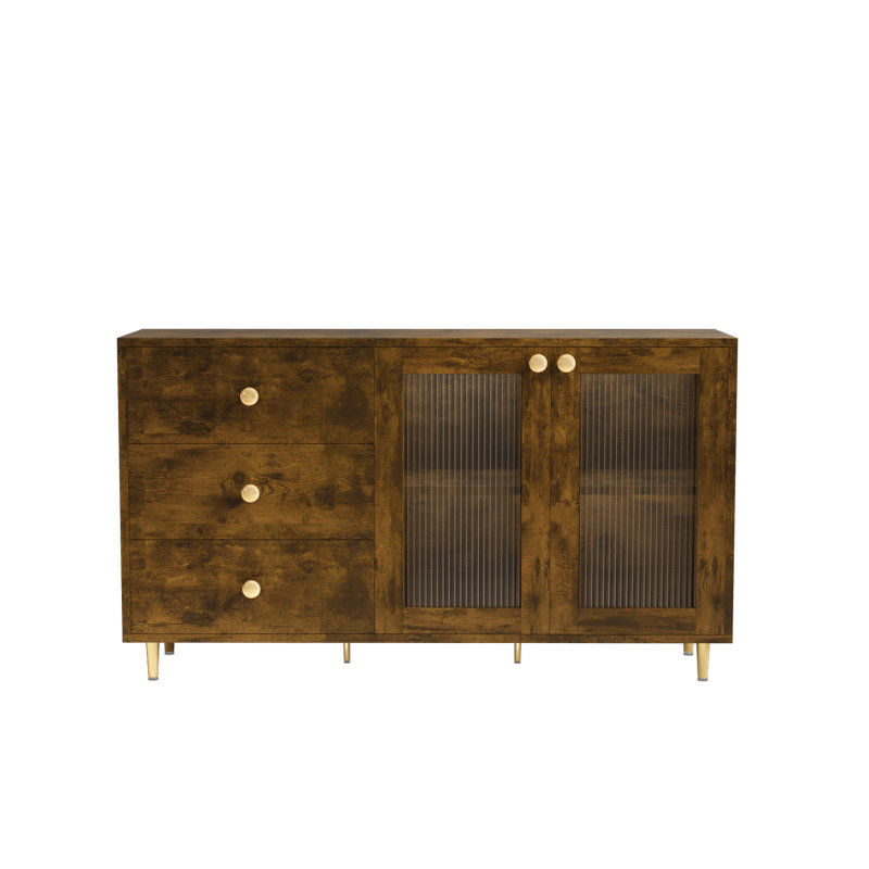 Armoires latérales élégantes et minimalistes: casiers de rangement idéaux pour la salle à manger ou le salon, Brun-noir