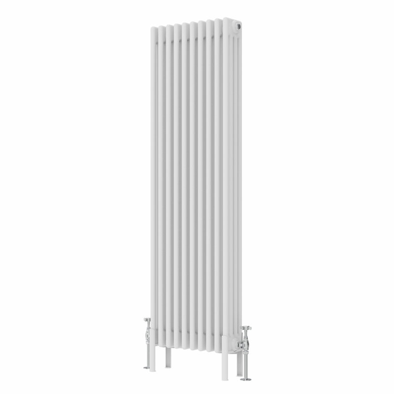 Adames Vertical Traditional 4 Column Radiator 1500x470mm, White, 1500mm H x 470mm W x 140mm D