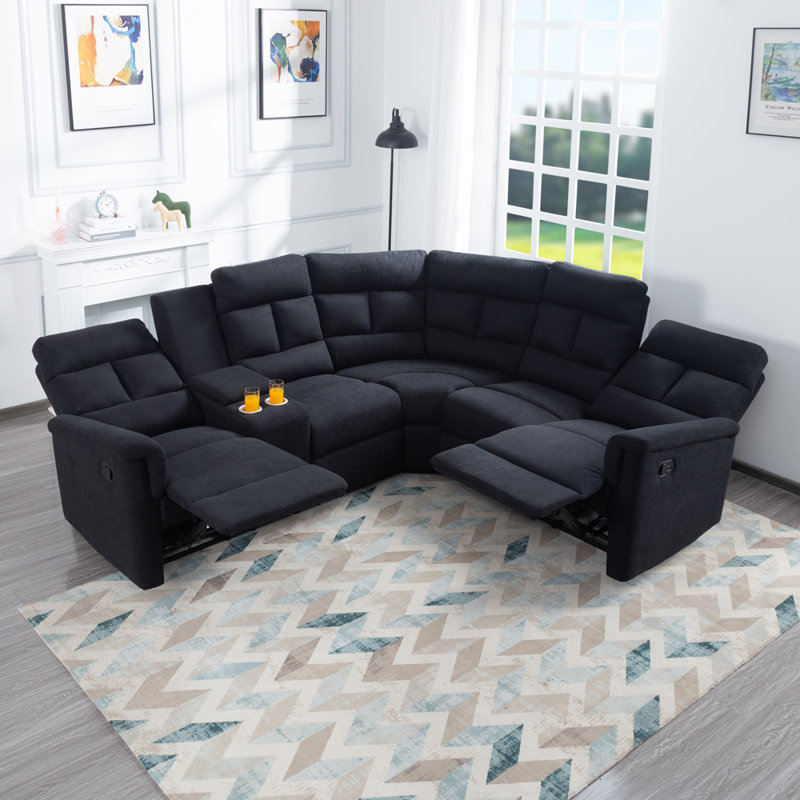 Upholstered Reclining Curved Sectional Symmetrical