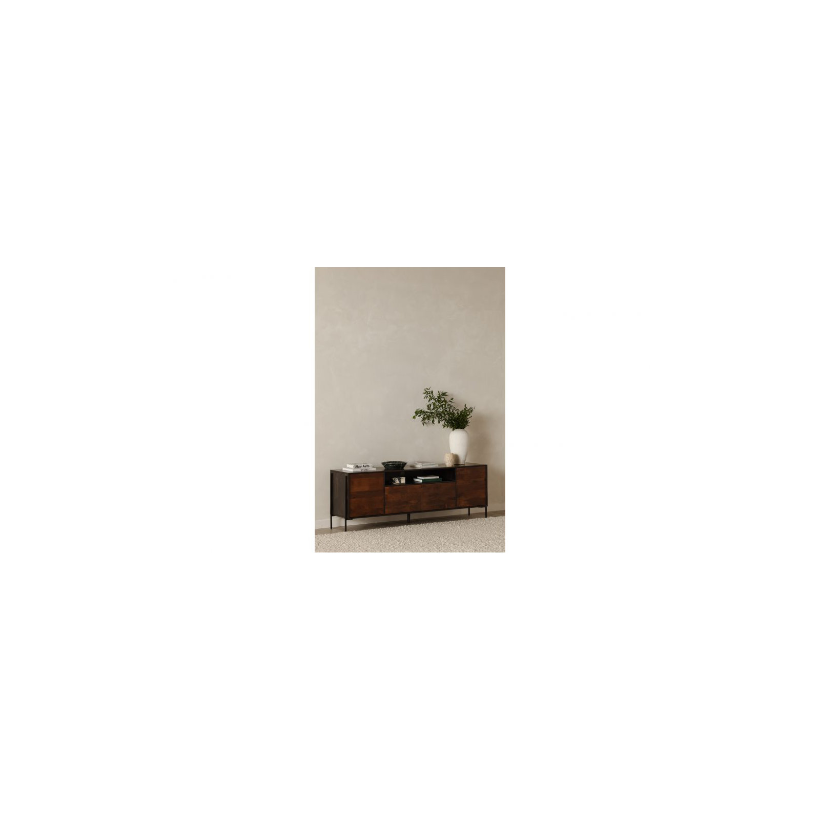 Samia 76'' Media Console, Light Brown/Espresso/Black