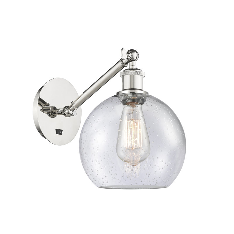 Applique murale 1 lumière 8 po avec bras ajustable Shauna 8 po., DEL, Nickel poli