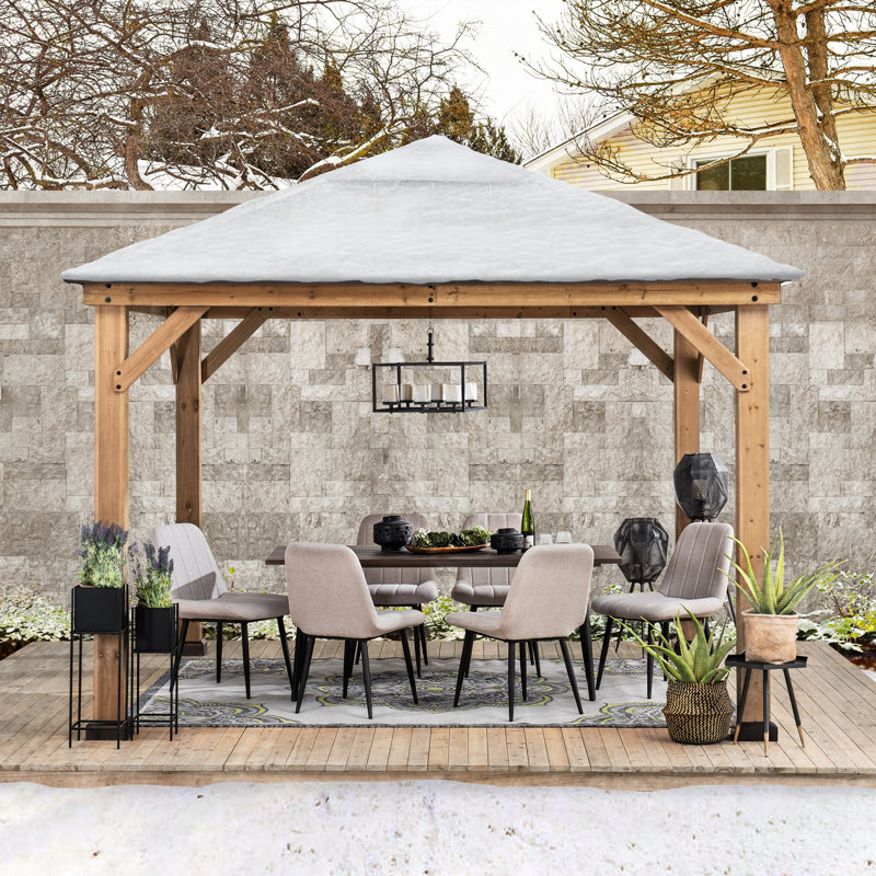 Cedar Framed Brown Steel 11' x 11' Outdoor Gazebo