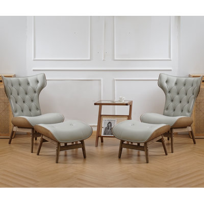 Lexey Upholstered Tufted Lounge Chair and Ottoman