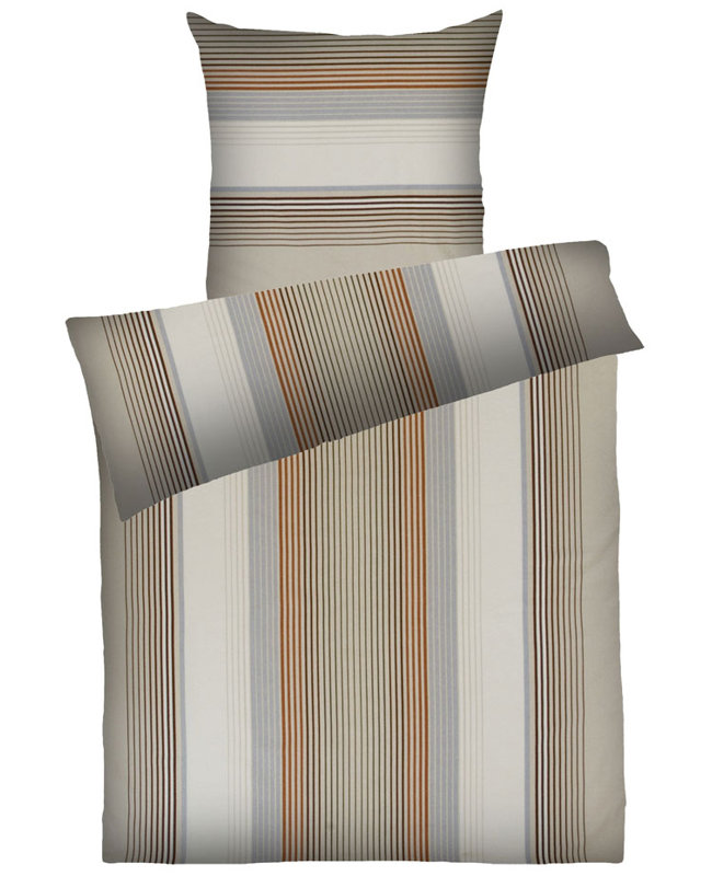 Striped Duvet Cover Set with Pillowcases, Beige, 155 x 200cm Duvet Cover + 1 Pillowcase