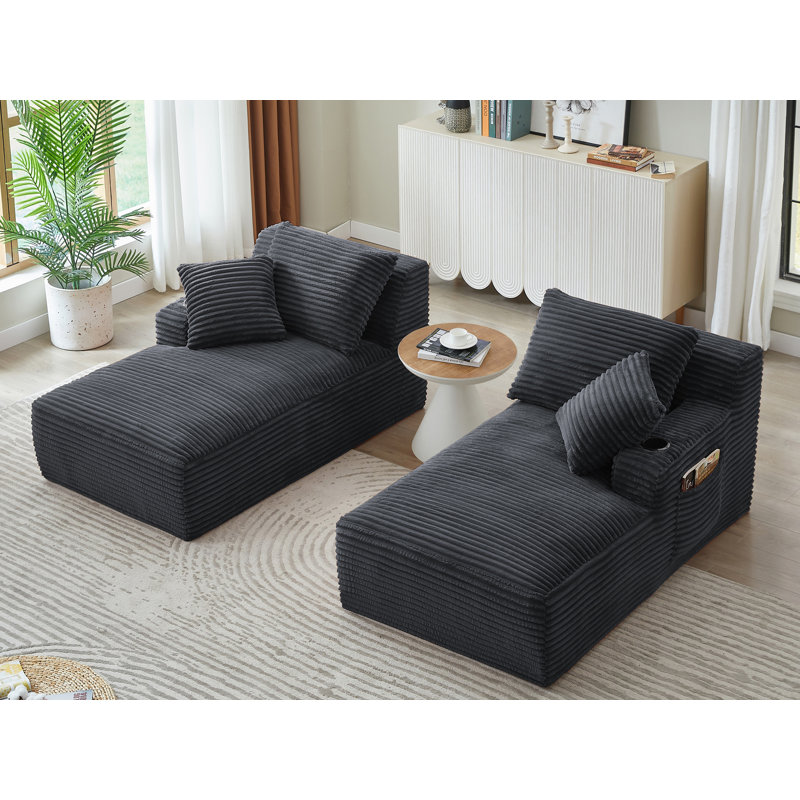 Méridienne double Corduroy, Gris foncé
