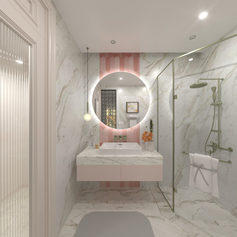 Aevar Simple & Modern Back LED Lighted Anti-fog Round Bathroom/Vanity Mirror, 24" x 24"