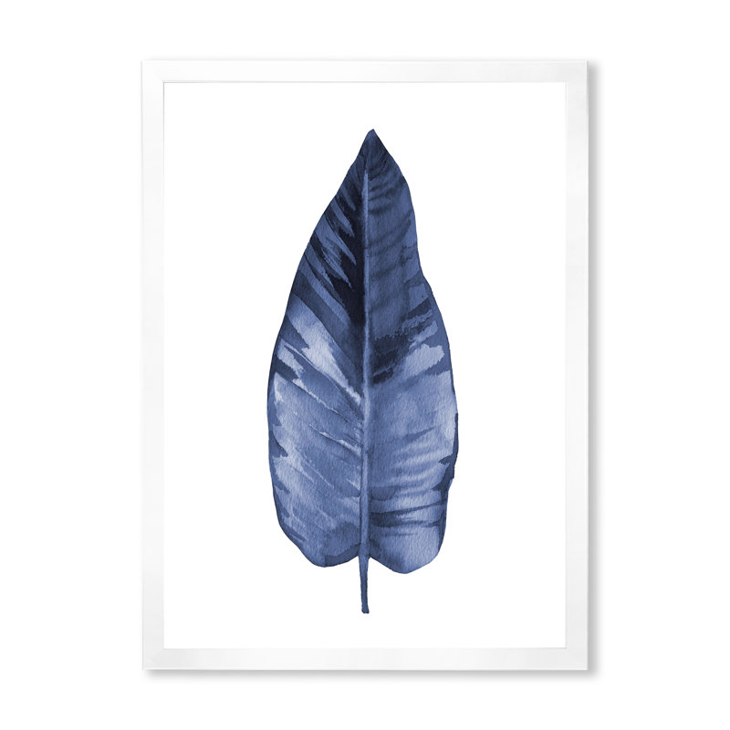 Feuille aquarelle - reproduction de cadre photo sur toile, H 32 po x l 16 po x P 1 po, Cadre blanc