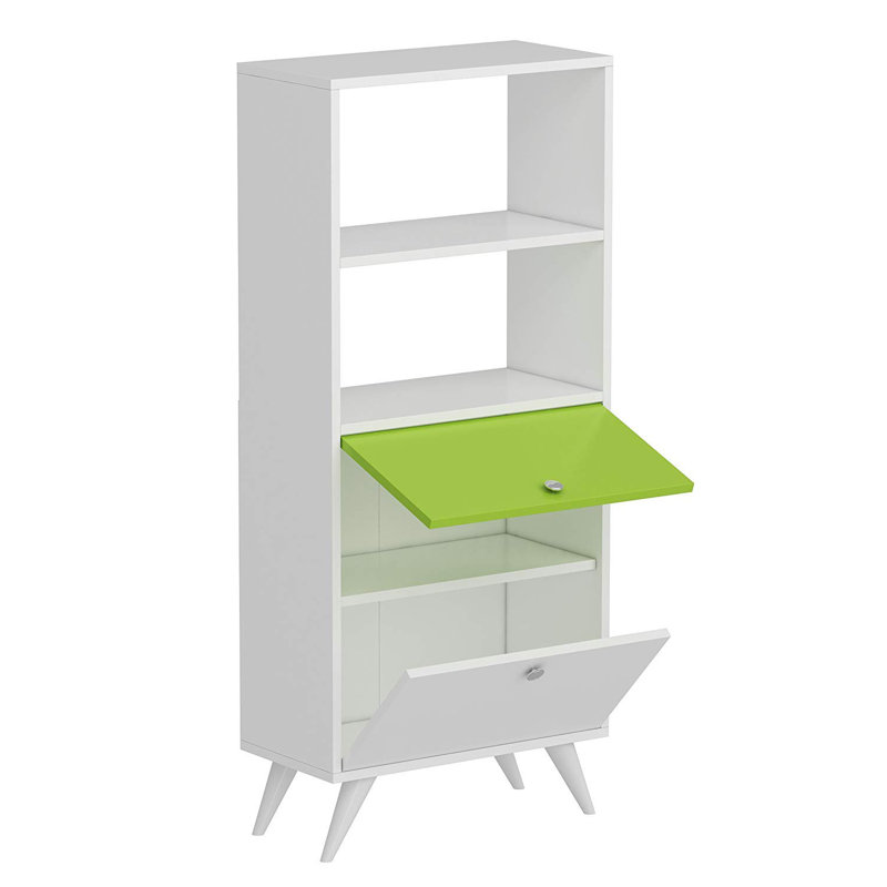 Loreen 138.6 cm H x 60 cm W Etagere Bookcase, White/Green