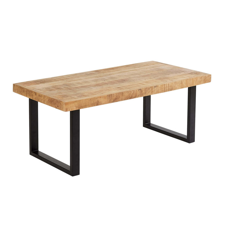 Macau Industrial Solid Wood and Metal Coffee Table, 45cm H x 112cm W x 55cm L