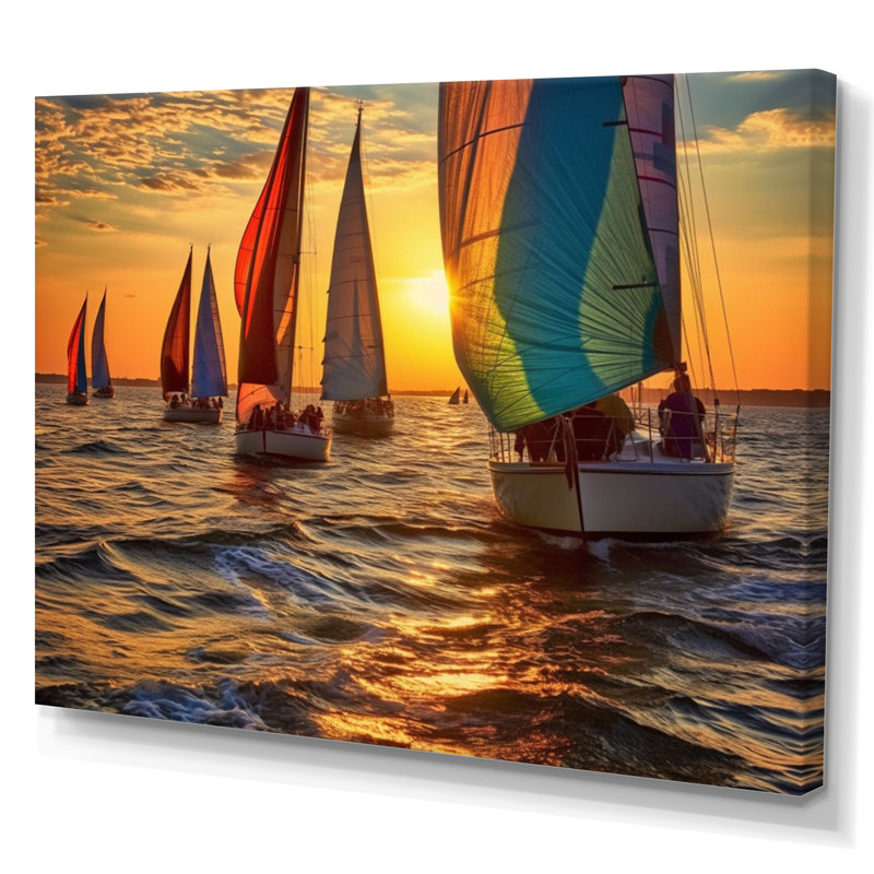 «Boating Bliss II» - art mural nautique, Toile tendue, H 30 po x l 40 po x P 1,5 po
