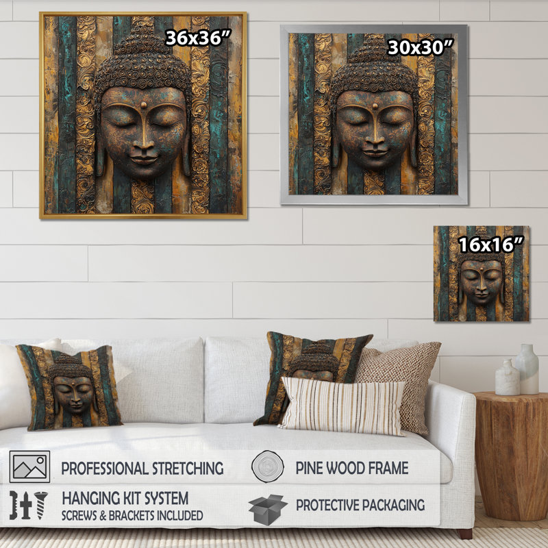 Impression sur toile de Bouddha, "Whispering Path Of Buddhism III", H 30 po x l 30 po, Noir