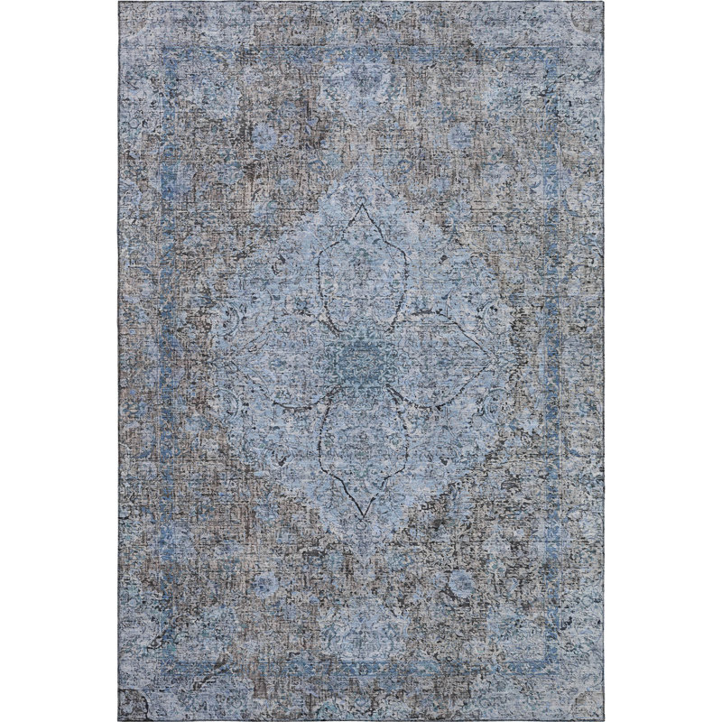 Premium Machine Washable Mayfield AMF2136 global Rug, Gray, 5' x 7'6"