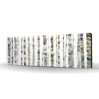 Watercolor Birch Tree Forest - Brown Landscape Canvas Decor