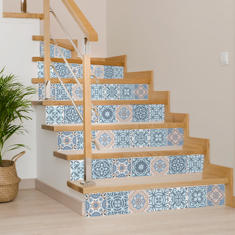 6 l x 6 L Peler et coller, Gris bleu ciel / blanc