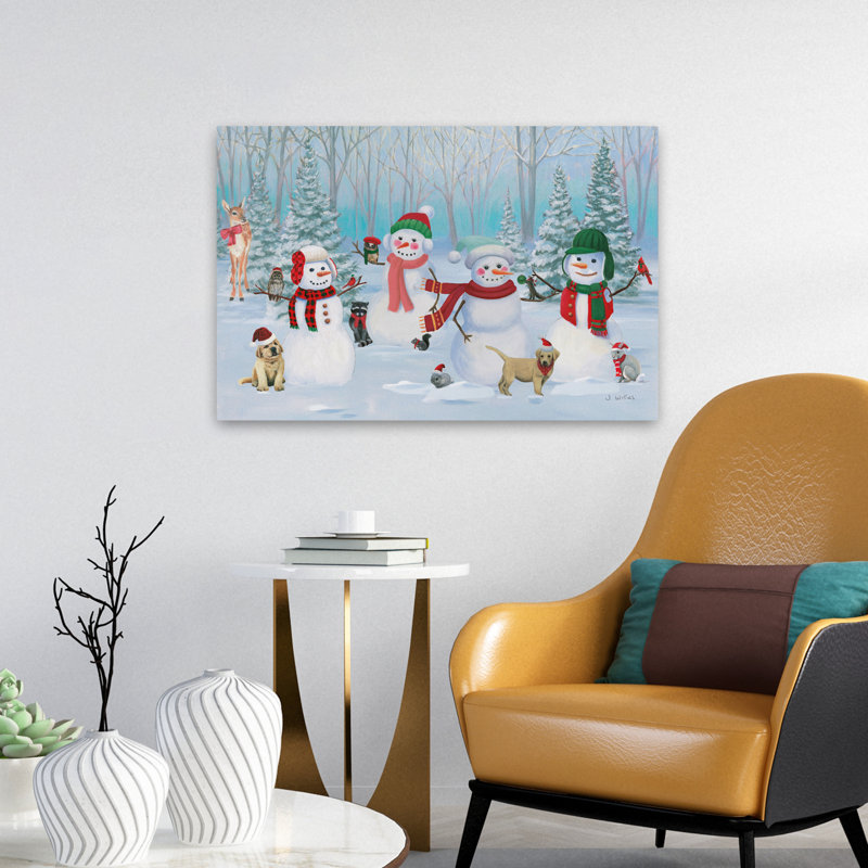 Habillé pour Noël V - animaux, oiseaux beiges, art bleu, H 16 po x l 24 po