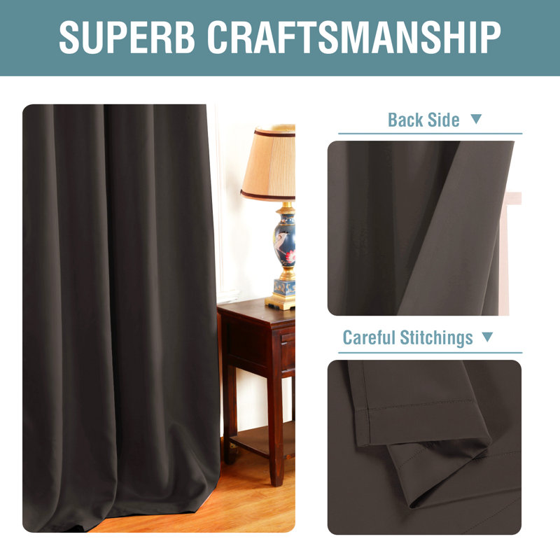 Blackout Curtains for Bedroom/Living Room 2 Panels Set - Thermal Insulated Room Darkening Grommet Top Curtains